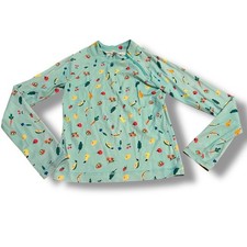 Hanna Andersson Rash Guard Kids' Size 12 Tidepool Blue Fruit Print Long Sleeve