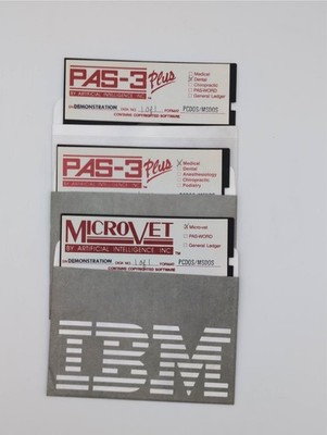 Artificial Intelligence Inc PAS-3 Plus MicroVet 5.25'' PC DOS Demo Lot of 3 Disks