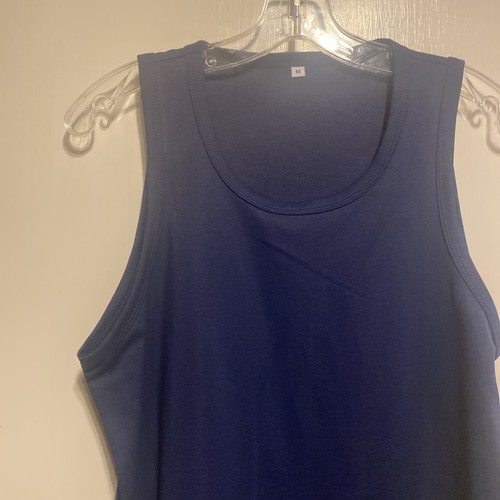 Débardeur homme sans marque col rond taille M bleu polyester/coton neuf sans étiquette - Photo 2/5