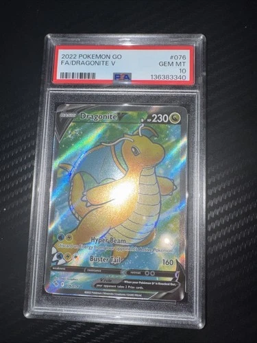 Pokémon Go Dragonite v Full Art Holo Card 076/078 PSA 10