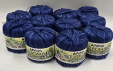 Patons StoneWash Cotton Ribbon Blue Lot Of 11 Made In Italy 50g Each 1/4"