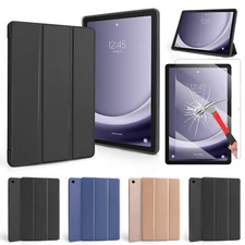 For  Samsung Galaxy Tab A9+ 2023 11" Leather Stand Case / Glass Screen Protector