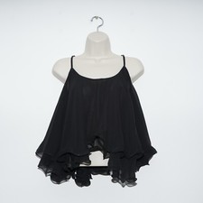 Schwarzes Lagenlook-Chiffon-Party-Trägertop für Damen von Ellatino LDN Größe L neu mit Etikett