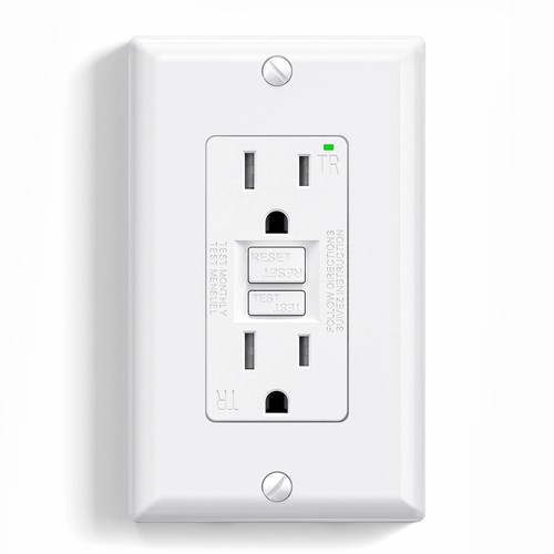 GFCI Outlet 15 Amp Self-Test GFI Electrical Outlet with Narrow Design Tamper ...