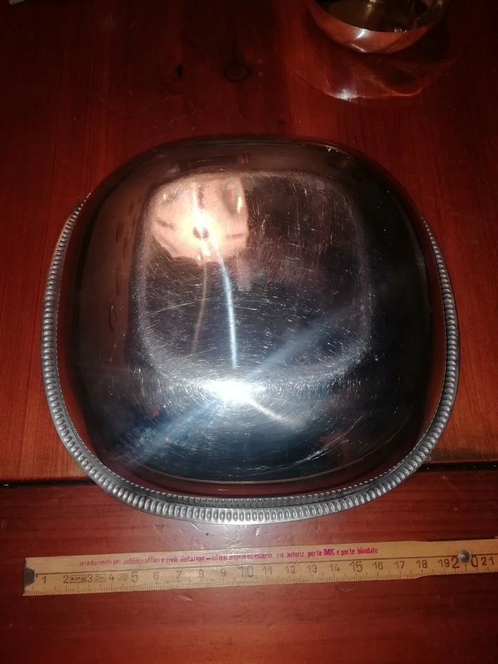 Piatto fondo per portate in acciaio INOX. 20 cm di diametro. Ottimo. Vintage - Immagine 3 di 4