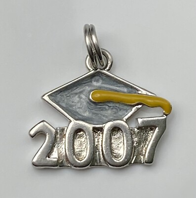 Sterling Silber Ross Simons 2007 Emaille Abschluss Kappe Schulabschluss Charm