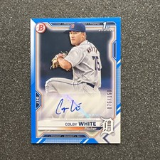 2021 Bowman COLBY WHITE #PAPR-CW Rookie AUTO 075/150 BLUE - DETROIT TIGERS