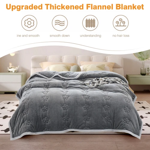 Flannel Blanket Winter Warm Reversible Twin Queen Size Plush Sofa Bed Blankets - Picture 10 of 55
