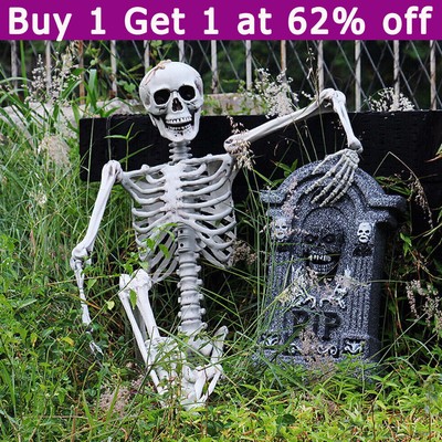 Bewegliches menschliches Skelett in voller Lebensgröße, Halloween-Requisite, Par