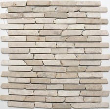 Mosaikfliese Marmor Bruch Naturstein Hellbeige Wand Biancone 40-0105_f |10Matten