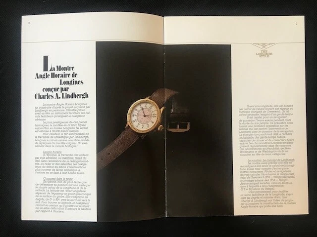 Catálogo de relojes / Catálogo montres LONGINES 1987 "Lindbergh" 14 páginas