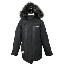 Hollister Coat California Zip Winter Faux Fur Hooded Parka Women Black Size S