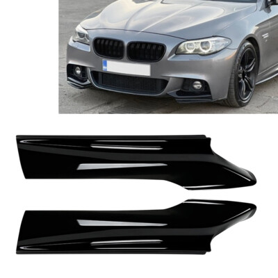 Front Splitter Lip Corner Gloss Black For BMW 5 Series F10 F11 M Sport 2011-2017