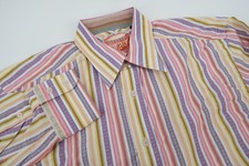 Robert Graham Mens Large Purple Multicolor Striped Vibrant Flip Cuff Shirt