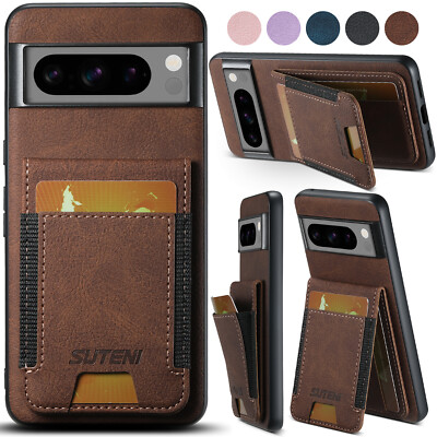 Suteni  H03 Series Lichee Pattern Phones Case Credit Card Holder PU Leather Back