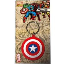 Image of Marvel RK38153C Captain America Shield Licensed Rubber Keychain-Keyring
