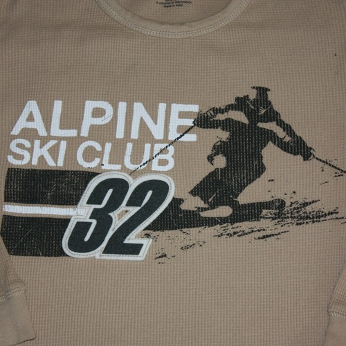 Gymboree Ski Cabin Boy's Beige Alpine Ski Club Thermal Tee Top Shirt size 6 - Picture 2 of 2