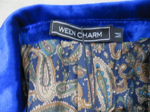 Ween Charm Mens Blue Velvet Smoking Jacket Blazer Size M NWT Formal Dinner Prom - Picture 5 of 13