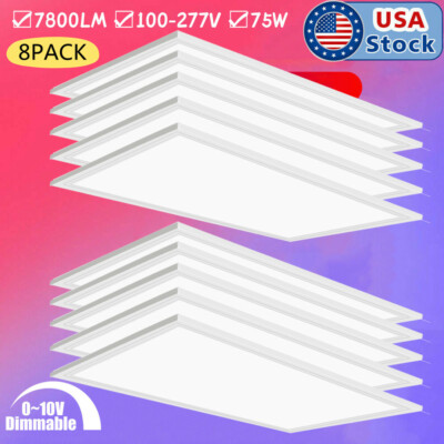 75W LED Panel Light 2x4ft,Office Drop Ceiling Light 5000k Bright Dimmable 0-10V