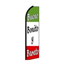 Bueno Bonito Y Barato Swooper Flutter Feather Flag  3ft W x 11.5ft Tall