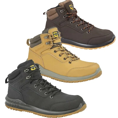 Grafters Leather Work Safety Boots Hiker Steel Toe Ankle Work Boot Trainer Shoes