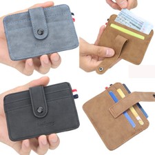 Mens Women Leather Mini Wallet Credit/ID Card Holder Purse Slim Money Pocket US