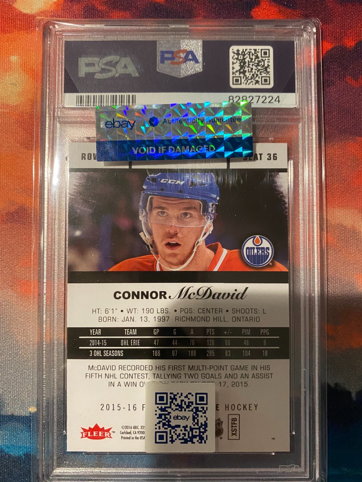 2015 Fleer Showcase Connor McDavid PSA 10 view 2