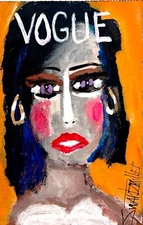 Colorful SEXY LADY PORTRAIT Abstract POP ART upcycled acrylic SWARTZMILLER DNA