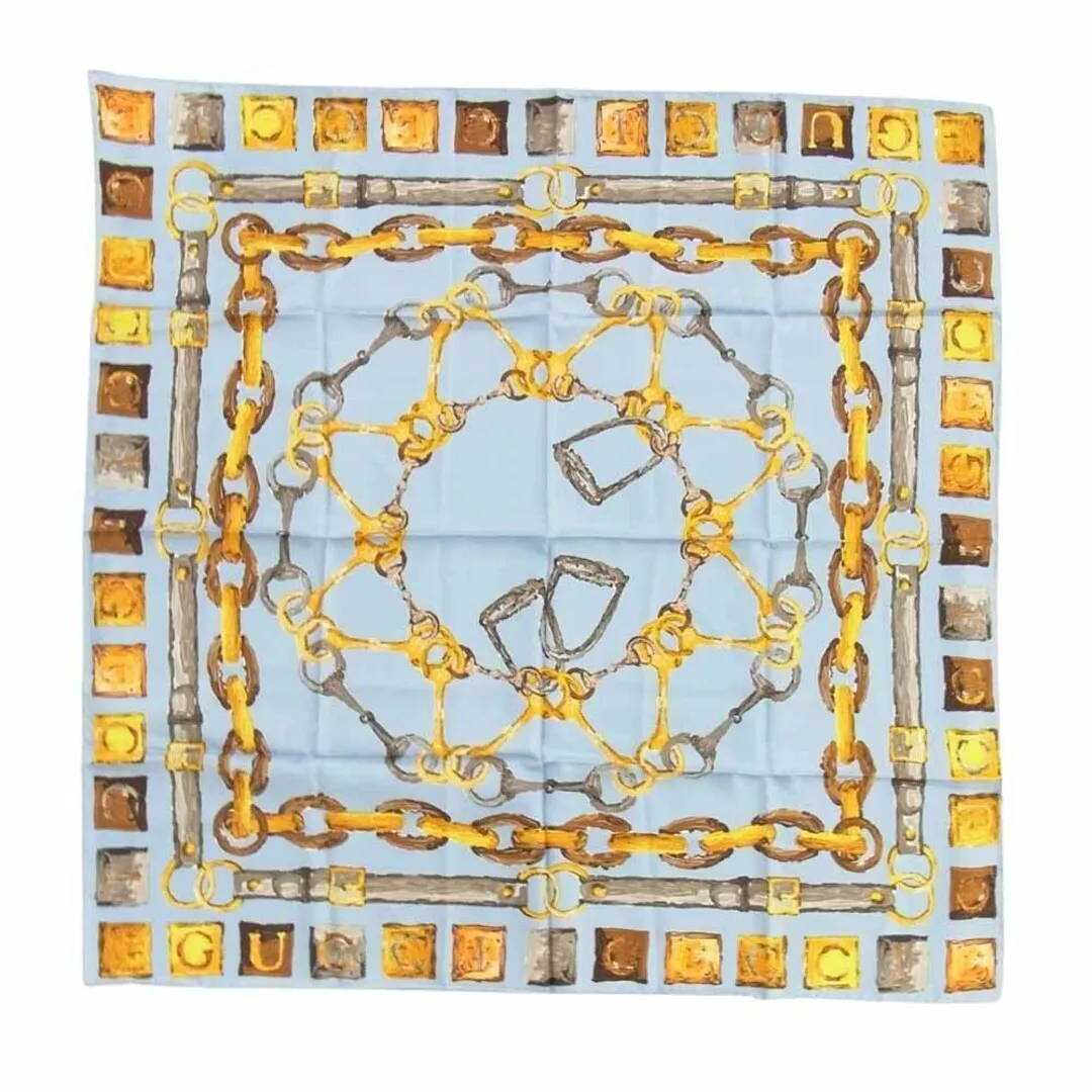 Gucci Foulard Bleu Multicolore 100% Soie Motif Mors de Cheval Femme Du Japon Occasion