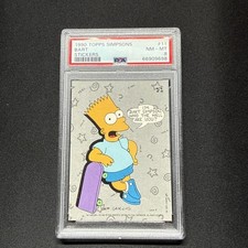 1990 TOPPS SIMPSONS BART SIMPSON STICKER Who the hell are you? #11 PSA 8