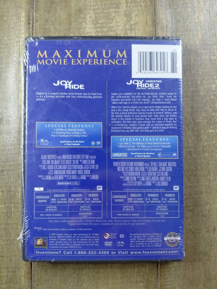 Joy Ride Joy Ride 2 Dead Ahead Unrated Double Feature DVD Paul Walker Zahn NEW - Image 2 of 4
