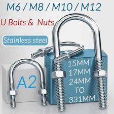 U Bolts With 2 Hex Nuts Clamp Pipe Tube Marine M6 M8 M10 M12  A2 Stainless steel