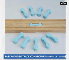 10x Blue Wooden Train Track Connectors - Dogbone Adapters Fit Brio IKEA BigJigs