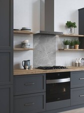 Pietra Grey Marble Glass Kitchen Splashback Sink Cooker Hob Back Panel