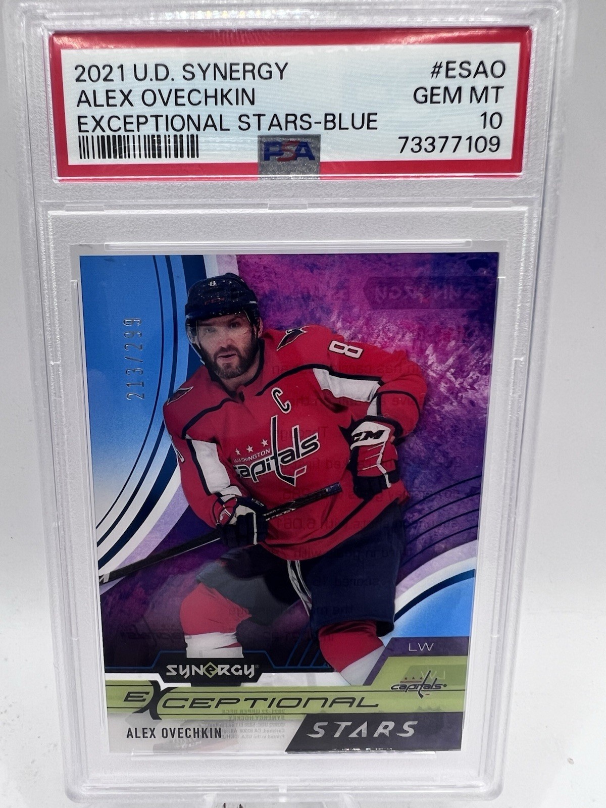 2021-22 Upper Deck Synergy Exceptional Stars ALEX OVECHKIN 213/299 PSA 10 POP 1