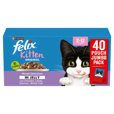 FELIX Original Kitten Mixed Selection in Jelly 3.4 kg (Pack of 1), 40 Pouches 6.14 per kilo