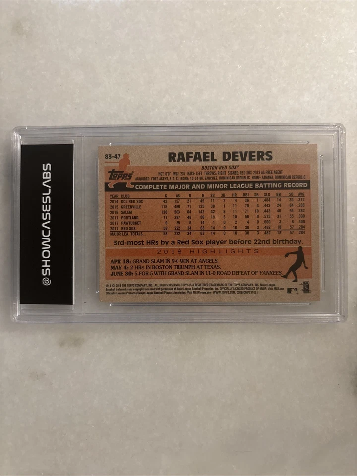 RAFAEL DEVERS 2018 Topps Update 1983 TOPPS BASEBALL #83-47 MINT 9.5 RC - Image 2 of 3