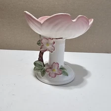 Vintage, ceramic ashtray. Pink flower pedestal design.
