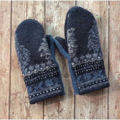 Cozy Handcrafted Winter Mittens - Blue Warm Woolen - Gloves