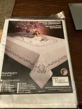 Tobin Home Fashions. Stamped Table Cloth For Embroidery. Rhapsody. 58 X86 NIP