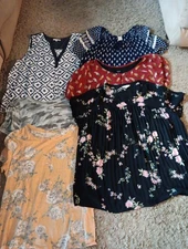 Mixed Brands Women's Lot of 6 Shirts Designer Blouse Multicolor 5-1X, 1-2x Sizes