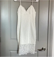 Bardōt White Lace Sleeveless Dress with Spaghetti Straps