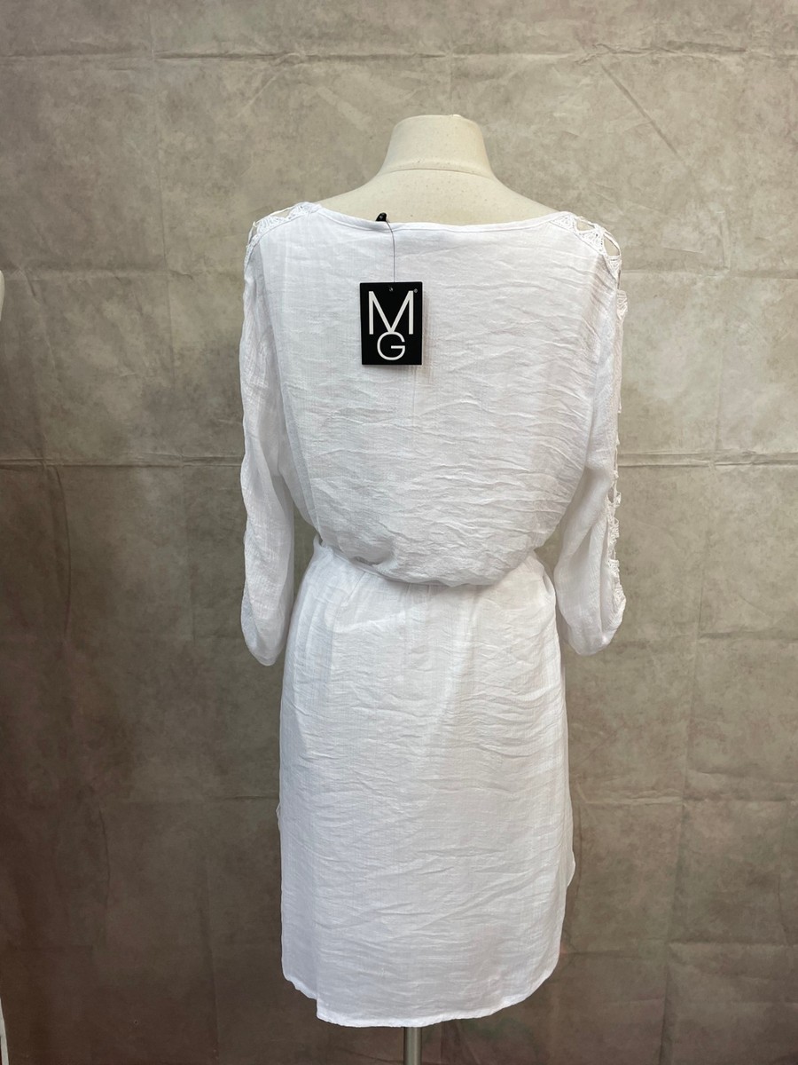 white staud dress Staud Chi White Long Sleeve Mini Shirt Dress