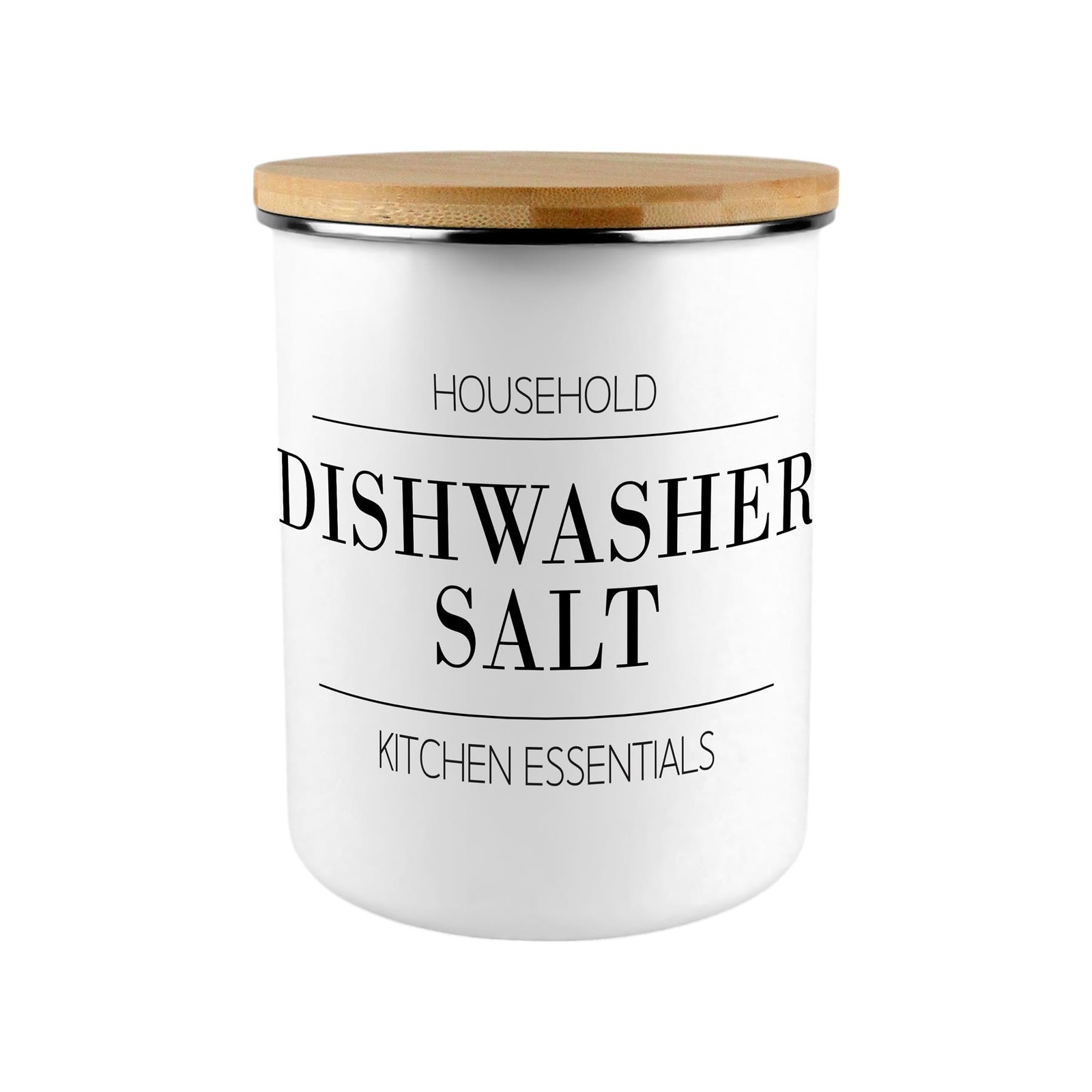 Minimalist Dishwasher Salt Canister - Large Enamel Cleaning Storage Jar Gift