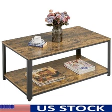 Rustic Coffee Table Storage Shelf Versatile Indoor Furniture Living Room Durable
