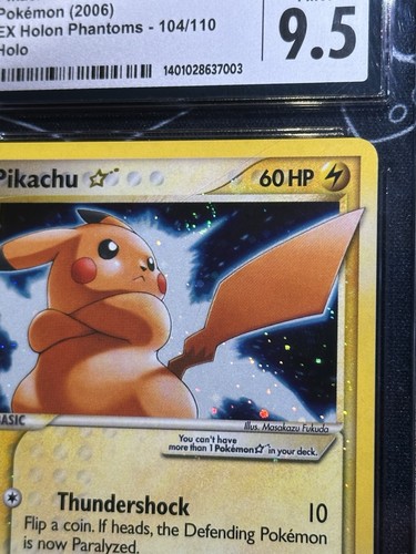 Pikachu Gold Star Pokemon 2006 Ex Holon Phantoms 104/110 Holo CGC 9.5 Mint+ - Picture 3 of 5