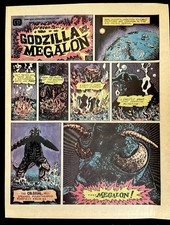 GODZILLA vs. MEGALON movie promo 1975 newsprint HTF comic