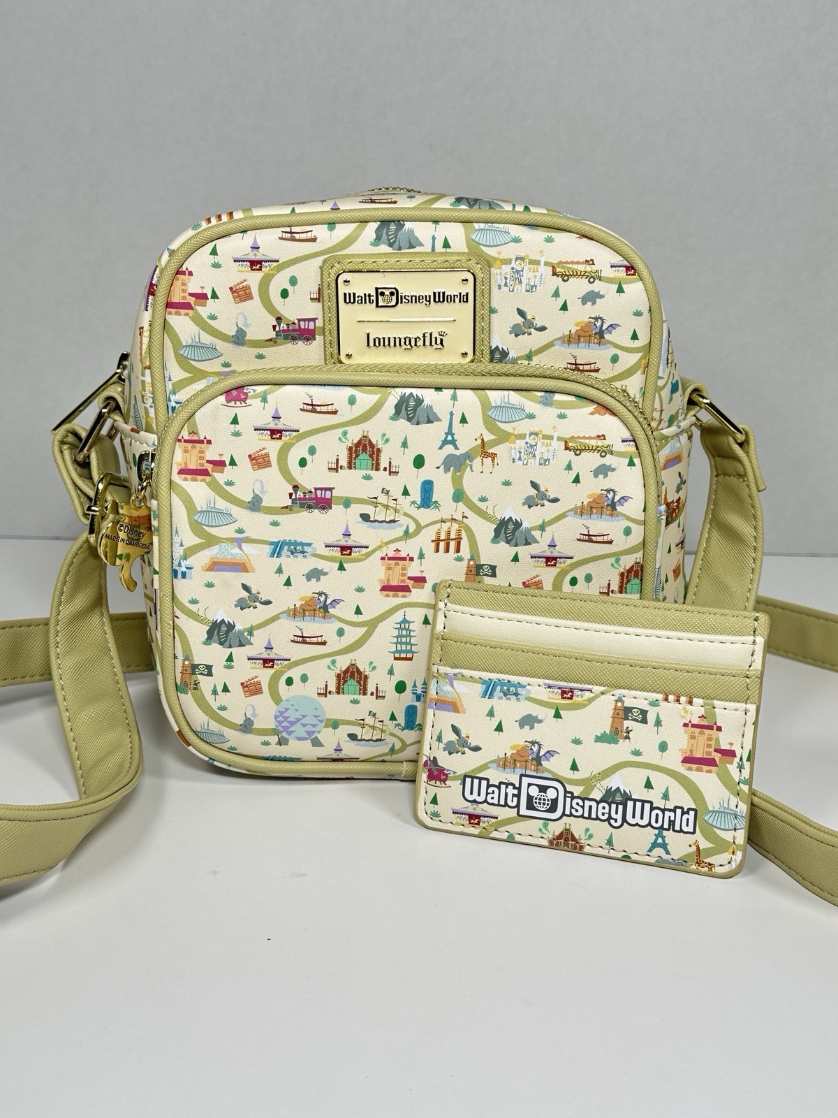 Disney World Map Park Attractions Crossbody Bag with Cardholder by Loungefly  