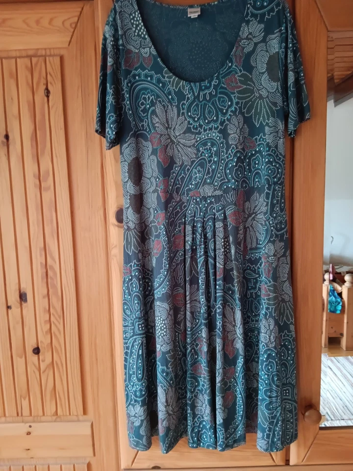 DW- Shop  bequemes  Viskose-Elasthan Sommerkleid Gr. 50  Gummizug bunt + Schal - Bild 3 von 4