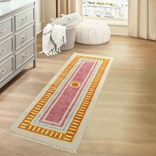 Boho Bathroom Runner Rugs with Fringes, 2x6 Sun Washable Hallway Runner Rug, ...